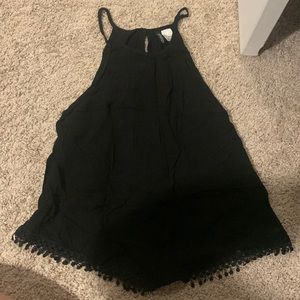 Black halter chiffon tank